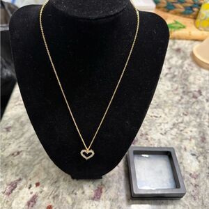 NEW 14 Karat Gold Plated CZ Heart Necklace Gold Heart Pendant Necklace